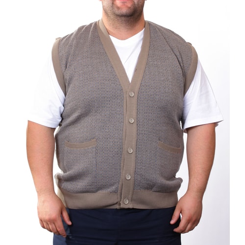 Cotton Valley Taupe Knitted Sleeveless Waistcoat