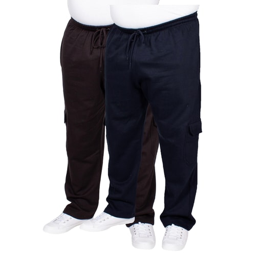 Bigdude – Cargo-Jogginghosen mit geradem Bein, Doppelpack, Schwarz/Marineblau
