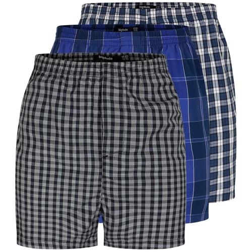 Bigdude – Gewebte Boxershorts im 3er-Pack, Marineblau