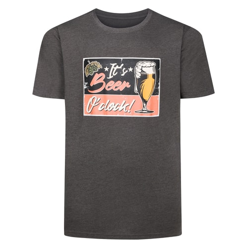 Bigdude Beer O'clock Print T-Shirt Anthrazit meliert
