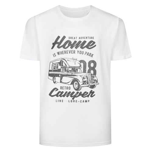 Bigdude Home Camper Print T-Shirt Weiß