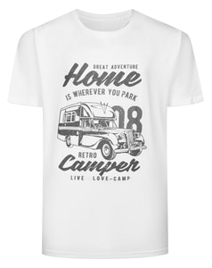 Bigdude Home Camper Print T-Shirt Weiß