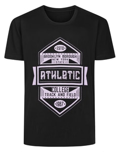 Bigdude Sportliches T-Shirt mit Print, Schwarz, Größe L