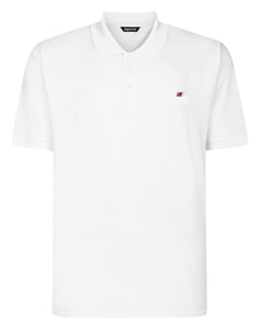 Bigdude Poloshirt mit gesticktem Logo, Weiß, Größe L