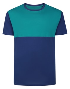 Bigdude Cut & Sew 2-Ton-T-Shirt Marineblau/Türkis