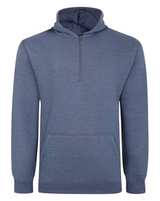 Bigdude – Kapuzenpullover mit halbem Reißverschluss, dunkler Denim