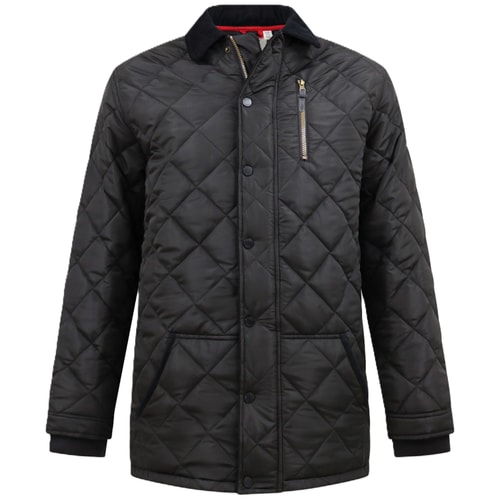 D555 LANDON Steppjacke mit Cordkragen, Schwarz