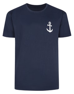 Bigdude – T-Shirt mit Anchor-Print auf der Brust, Marineblau