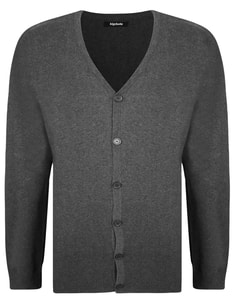 Bigdude Strickjacke mit V-Ausschnitt Grau