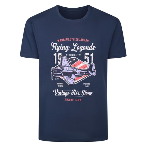 Bigdude Flying Legends Print T-Shirt Marineblau