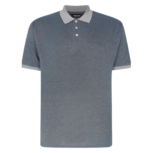 Bigdude – Zweifarbiges Poloshirt mit Kontrast in Marineblau