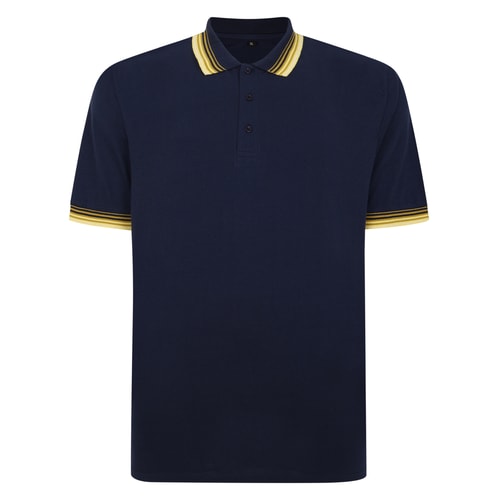 Bigdude – Poloshirt mit Ombre-Kragen und Spitze, Marineblau