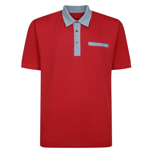 Bigdude Poloshirt aus kontrastierendem Jersey, Karmesinrot
