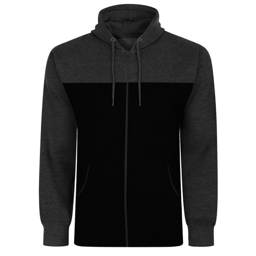 Bigdude Colour Block Zip Hoodie Schwarz/Anthrazit Tall