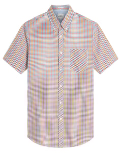 Ben Sherman – Kurzärmliges Hemd mit Mini-Gingham-Muster, Schneeweiß