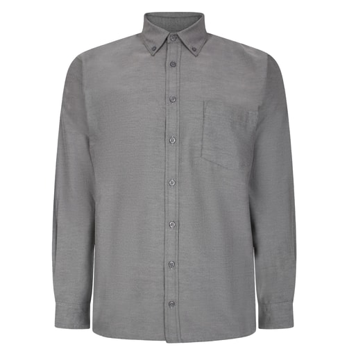 Bigdude Button-Down-Oxford-Langarmhemd, Anthrazit, groß
