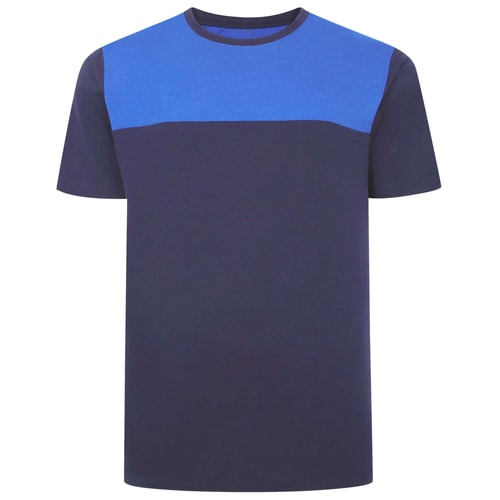 Bigdude Cut & Sew T-Shirt Marineblau/Königsblau Tall Fit 
