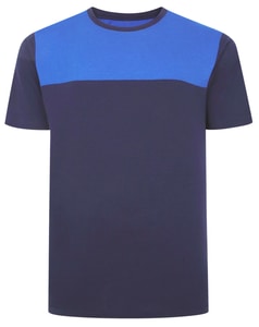 Bigdude Cut & Sew T-Shirt Marineblau/Königsblau Tall Fit 