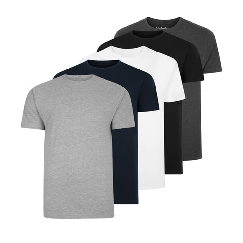 Bigdude 5er-Pack einfarbige T-Shirts