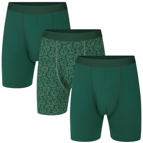 Bigdude 3er-Pack Paisley AOP Boxershorts Grün
