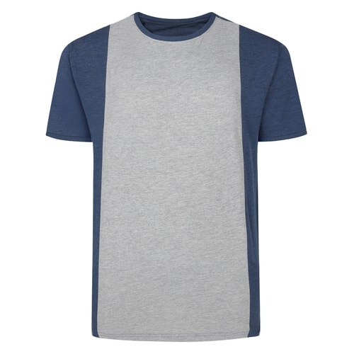 Bigdude – T-Shirt mit vertikalem Farbblockdesign in dunklem Denim