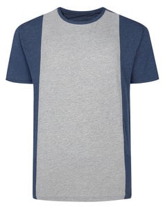 Bigdude – T-Shirt mit vertikalem Farbblockdesign in dunklem Denim