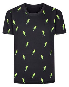 Bigdude Parrot AOP T-Shirt Schwarz