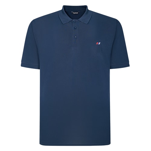 Bigdude Poloshirt mit gesticktem Logo, Marineblau, Größe Tall