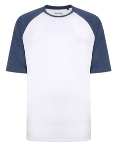 Bigdude Contrast Raglan Sleeve T-Shirt Weiß/Denim Marl