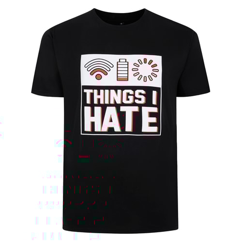 Bigdude – T-Shirt mit „Things I Hate“-Print, Schwarz