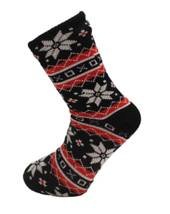 Fairisle-Lounge-Socken mit Greifern, Schwarz