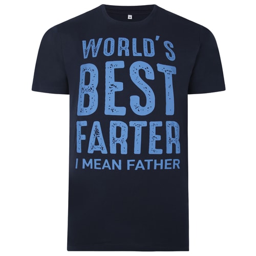 Bigdude World's Best Father Print T-Shirt Marineblau