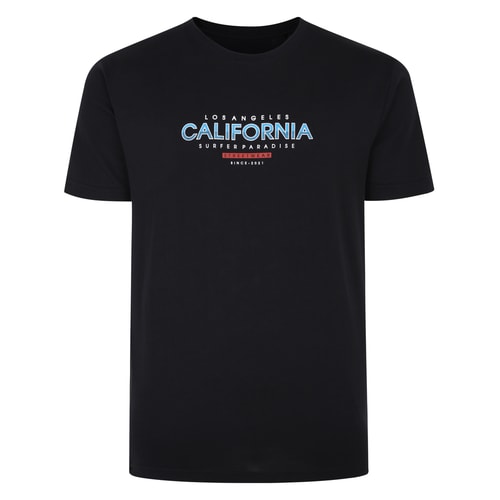 Bigdude – T-Shirt mit California-Print, Schwarz, Größe L