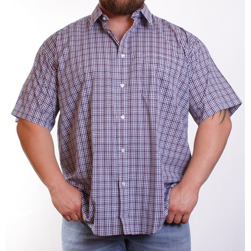 Metaphor Navy Square Pattern Shirt