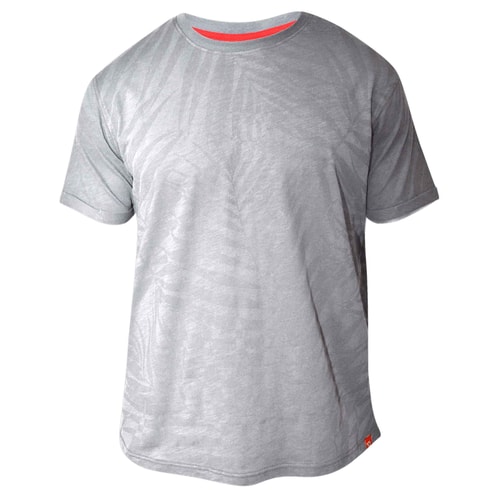 D555 Adam Allover Leaf Print Short Sleeved T-Shirt- Ash