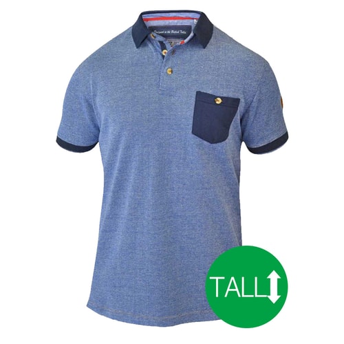 D555 Poloshirt Cruz Kontrasttasche Marineblau / Dunkelblau Tall Fit