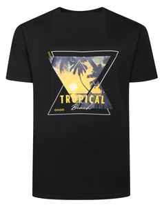 Bigdude T-Shirt mit tropischem Print, Schwarz