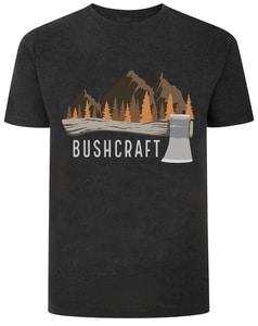 Bigdude T-Shirt mit Bushcraft-Print, Anthrazit