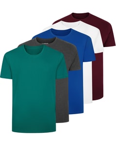 Bigdude – 5er-Pack schlichte T-Shirts, mehrfarbig, groß