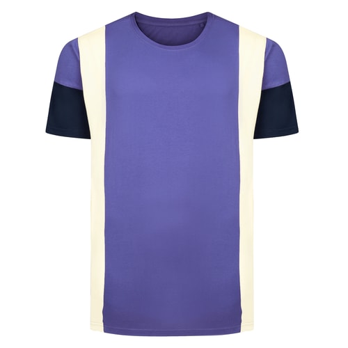 Bigdude T-Shirt mit Seiteneinsatz, ausgeschnitten und genäht, Indigo/Creme/Marineblau