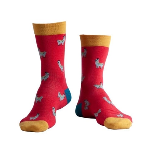 Doris & Dude Socken mit Lama-Print, Rot