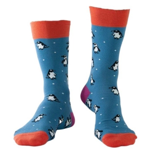 Doris & Dude Socken mit Pinguin-Print, Blau