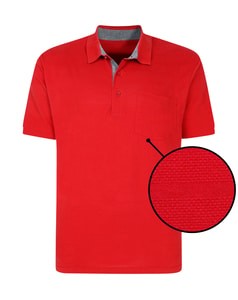 Bigdude Gestreiftes Strukturiertes Poloshirt Pfefferrot