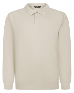 Bigdude Langarm-Poloshirt mit verdeckter Knopfleiste, Farbe: Stone