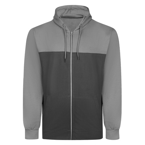 Bigdude Colour Block Kapuzenpullover mit Reißverschluss, Anthrazit/Grau