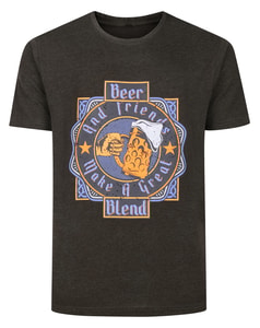 Bigdude Beer and Friends Print T-Shirt Anthrazit meliert Größe Tall