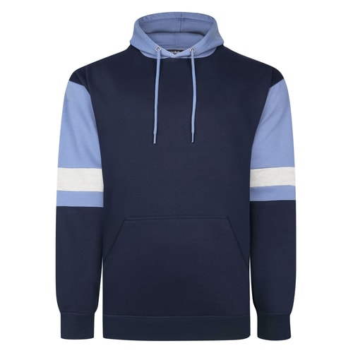 Bigdude Colourblock-Kapuzenpullover mit Armstreifen, Marineblau