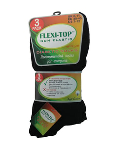 Flexi-Top nicht elastische Diabetikersocken, einfarbig, Schwarz