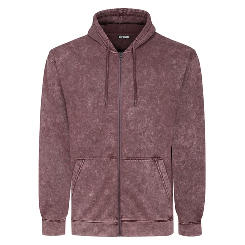 Bigdude Acid Wash Hoodie Burgunderrot Größe L