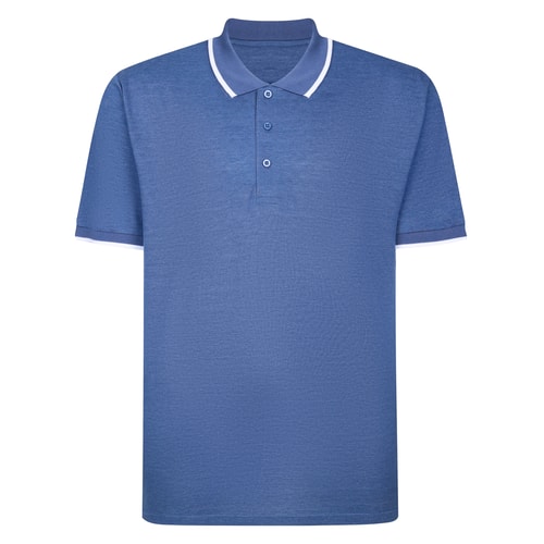 Bigdude Poloshirt mit Farbverlauf, Blau meliert, Größe L